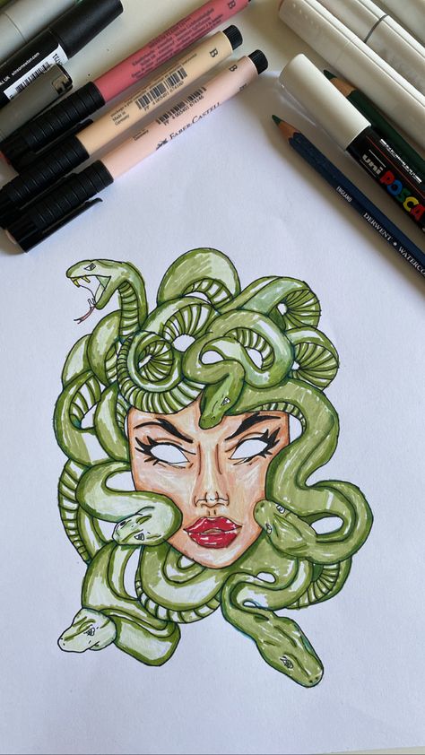 Medusa Sketch, Medusa Artwork, Medusa Drawing, Lady Aesthetic, Medusa Tattoo Design, Medusa Art, Disney Frozen Elsa Art, Medusa Tattoo, Colour Painting