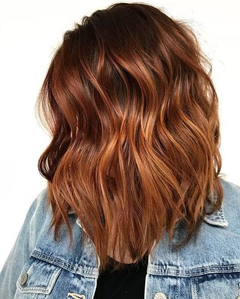 Medium Length Ash Caramel Burnished Waves Medium Length Auburn Hair, Auburn Hair Ideas, Balayage Auburn, Elegance Hair, Auburn Balayage, Maroon Hair, Sweet Hairstyles, 50 Hair, Hair Color Auburn