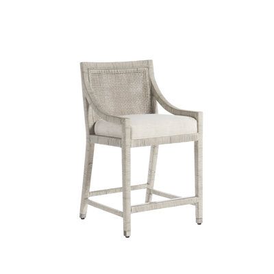 Add unmatched eloquence to dining spaces with the Longboat counter chair. A delightful meshing of woven rattan and fabric. Coastal Living™ by Universal Furniture Longboat 24" Counter Stool - Bar Stools in White | Size 38.0 H x 22.0 W x 22.0 D in | Perigold Counter Chair, Counter Chairs, Swivel Stool, Furniture Slipcovers, Woven Rattan, Upholstered Side Chair, Solid Wood Dining Table, Universal Furniture, Kitchen Bar Stools