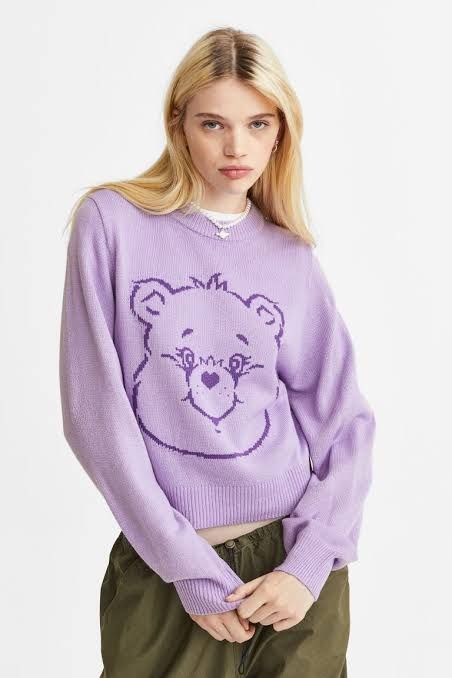 Sweater Hm, Bear Sweater, Style Savvy, Care Bear, Jacquard Knit, Care Bears, Wide Sleeves, Sweater And Shorts, Knit Jumper