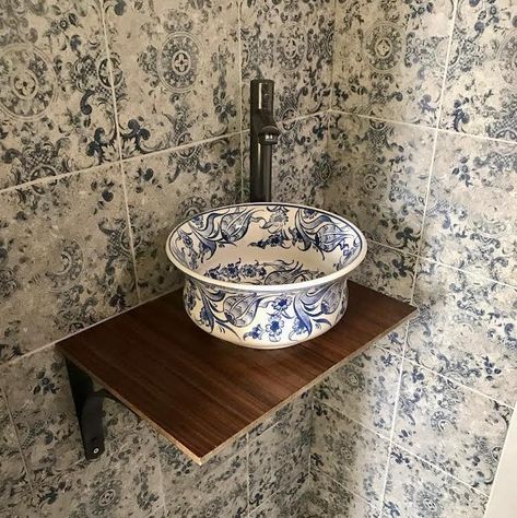 Bring Timeless Elegance to Your Space with Hand-Painted Sinks ✨ Elevate your space with our exquisite handmade ceramic sink, featuring timeless blue floral designs inspired by Turkish tulips and the Bleu Blanc pattern. 🌿 This beauty is more than just functional—it's a piece of art that brings elegance to any bathroom, from boutique hotels to restaurant restrooms. At ZeemCeramic, we craft each sink with care, making sure they’re perfect for both personal and professional spaces. Our tiles an... Blue Sink Bathroom, Bathroom Vanity Vessel Sink, Floating Bathroom Sink, Vanity Vessel Sink, Bathroom Lights, Ceramic Bathroom, Deco Bathroom, Half Bathroom, Bathroom Remodeling