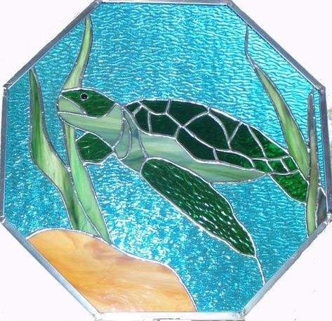 Painting Sea Turtles, Stained Glass Turtle, Turtle Mosaic, Prairie Sunset, Glass Turtle, Stained Glass Patterns Free, Stained Glass Birds, Glass Art Projects, Stained Glass Ornaments