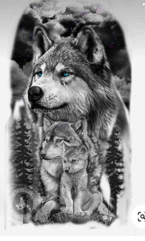 Family Wolf Tattoo Ideas, Wolves Family Tattoo, Wolf Family Tattoo Design, Wolf And Cub Tattoo, Wolf Family Tattoo, Wolf And Cub Tattoo Design, Wolf Pack Tattoo, Wolf Tattoos For Women, Rabe Tattoo