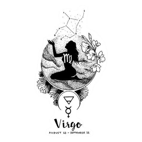 Virgo Tattoo Designs, Virgo Constellation Tattoo, Virgo Symbol, Virgo Art, Horoscope Tattoos, Universe Tattoo, Virgo Girl, Virgo Tattoo, Zodiac Signs Virgo