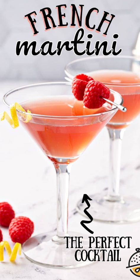 French Martini Recipe, Sweet Martini, Martini Recipes Vodka, French Cocktails, French Martini, Martinis Drinks, Cocktail Drinks Alcoholic, Raspberry Vodka, French 75