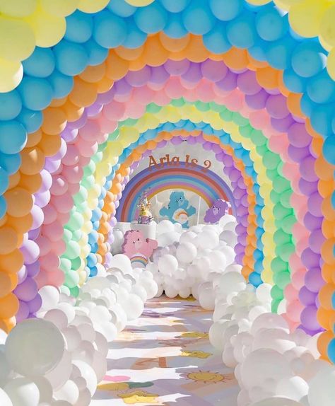 Bubble Moo Balloons on Instagram: “Magical world of the Care Bears brought to life for Aria’s very sweet 2nd birthday 🌈 Event Planner/Stylist @eventsbyjosiegittany Venue…” Birthday Event Planner, Cinderella Birthday Party Decorations, Care Bears Birthday Party, Birthday Party Idea, Care Bear Party, Care Bear Birthday, Cinderella Birthday Party, Rainbow First Birthday, The Care Bears