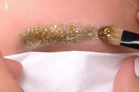 Glitter Brows Eyebrows Sparkle, Glitter Eyebrows Make Up, Gold Eyebrows, Mardi Gras Makeup, Glitter Brows, Glitter Eyebrows, Glitter Curtains, Glitter Quotes, Glitter Vans