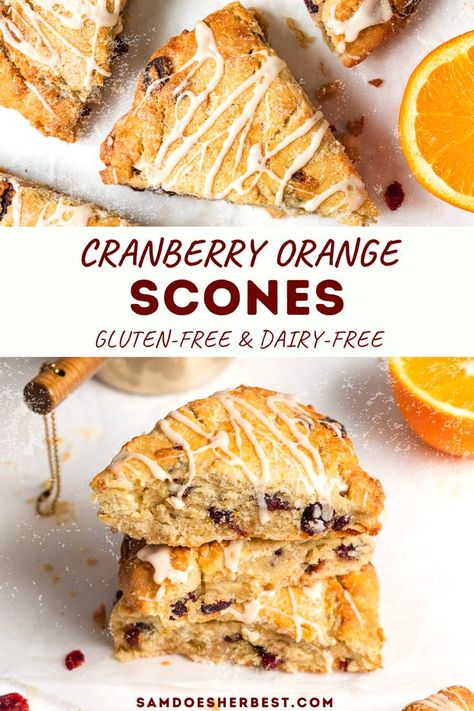 Dairy Free Scones, Orange Scones Recipe, Cranberry Orange Scones, Gluten Free Scones, Cranberry Scones, Orange Scones, Delicious Paleo Recipes, Dairy Free Breakfasts, Cranberry Bread