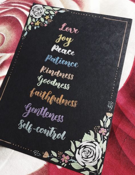 #metallicbrushpens #doms #blackpaper #lettering #florals Border Design On Black Paper, Black Chart Paper Border Design, Chart Paper Border Design, Fruits Of The Holy Spirit, Chart Paper, Bond Paper Design, Bujo Ideas, Love Joy Peace, Bond Paper