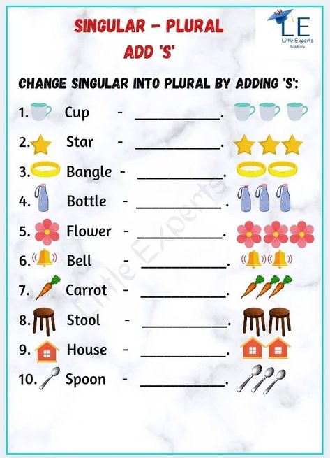 Ukg English Worksheets For Kids, Singular Plural Worksheets Kindergarten, Kg2 English Worksheets, Singular And Plural Nouns Worksheet, Plurals Worksheets, One And Many, Kindergarten Math Worksheets Addition, Singular And Plural Nouns, Kids Worksheet