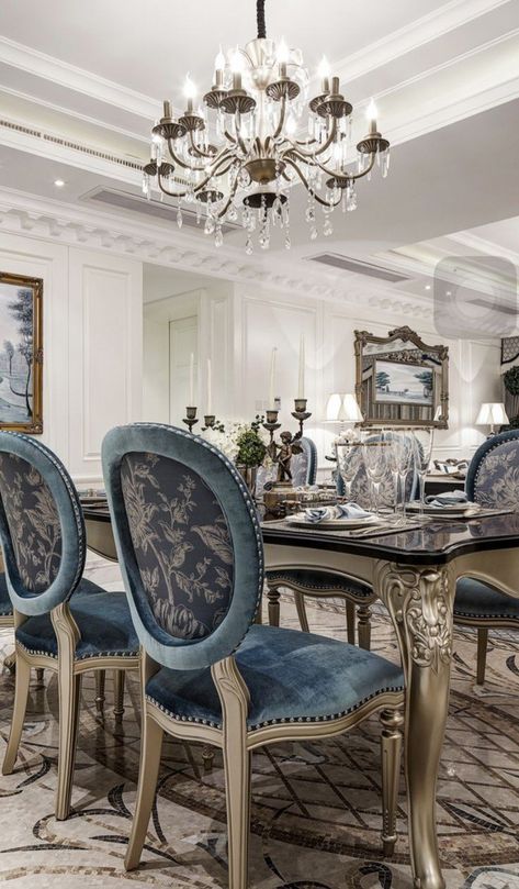 Luxury Dining Room Decor, Dining Room Decor Traditional, Dining Room Design Luxury, French Country Dining Room, Country Dining Rooms, Art Deco Interior Design, Dinning Room Design, Beautiful Dining Rooms, Luxury Dining Room