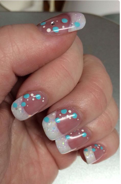 Cute Acrylic Nails For Wedding Guest, Nail Tip Designs, Fingernail Designs, Polka Dot Nails, Her Nails, Dots Nails, Acrylic Nail Art, Fabulous Nails, Fancy Nails