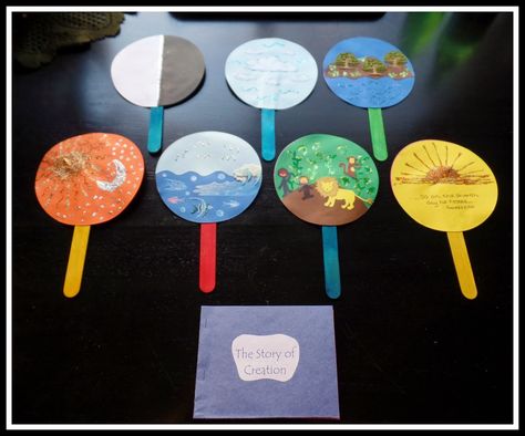 April's Homemaking: Simply Sunday School - Creation Story Sequence Cards and Mini Book Craft Creation Bible Crafts, 7 Days Of Creation, Creation Bible, Book Craft, Bible Story Crafts, Preschool Bible, Sunday School Crafts For Kids, Bible School Crafts, Christian Crafts