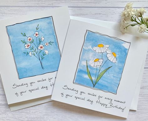 Watercolour Gift Ideas, Watercolor Paintings Birthday Card, Birthday Card Ideas Watercolour, Watercolour Cards Simple, Watercolour Birthday Cards, Watercolour Postcards, Floral Birthday Cards, Watercolour Birthday Card, Diy Watercolor Cards