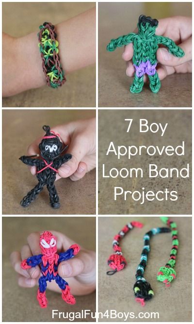 Seven Boy Approved Rainbow Loom Band Projects!  This is awesome.  Rainbow Loom is really fantastic  fun!  :) Fun Loom, Rubber Band Crafts, Rainbow Loom Creations, Rainbow Loom Patterns, Rainbow Loom Bands, Rainbow Loom Charms, Loom Charms, Loom Band, Rainbow Loom Bracelets