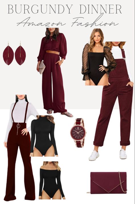 Maroon Business Casual, Maroon And Gold Outfit, Burgundy Jumpsuit Outfit, Maroon Aesthetic Outfit, Burgundy Outfits For Women, Burgundy Overalls, Maroon Top Outfit, Maroon Outfit Ideas, Outfit Maroon