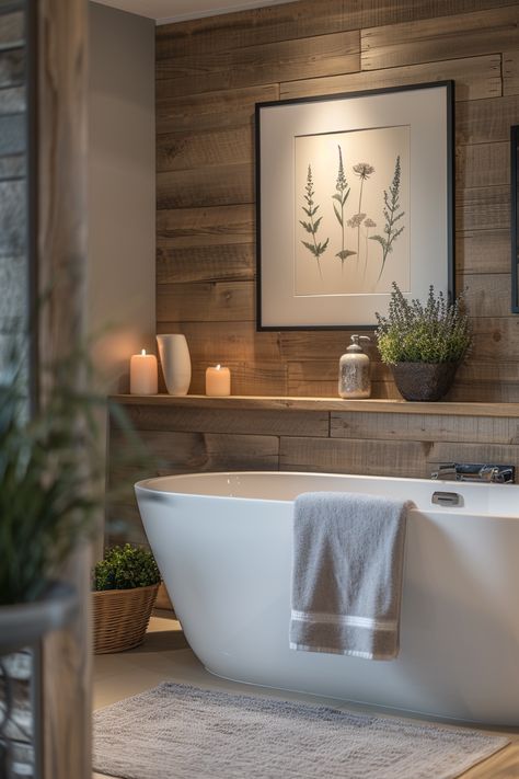 Small Bathroom Bathtub Ideas, Farmhouse Spa Bathroom, Modern Farmhouse Shower Ideas, Rustic Modern Bathroom Ideas, Spa Bathroom Ideas Master Bath Decor, Cozy Modern Bathroom, Wabi Sabi Bathroom Inspiration, Urban Bathroom Ideas, Bathroom Decor For Kids