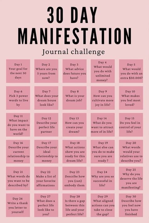 30 Day Manifestation Journal - Etsy 30 Day Journal Challenge Healing, Manifesting In Journal, How To Create A Manifestation Journal, How To Manifest Good Health, Manifestation Writing Prompts, 35 Journal Prompts, 30 Day Manifesting Challenge, Manifesting In 2025, 30 Self Care Challenge