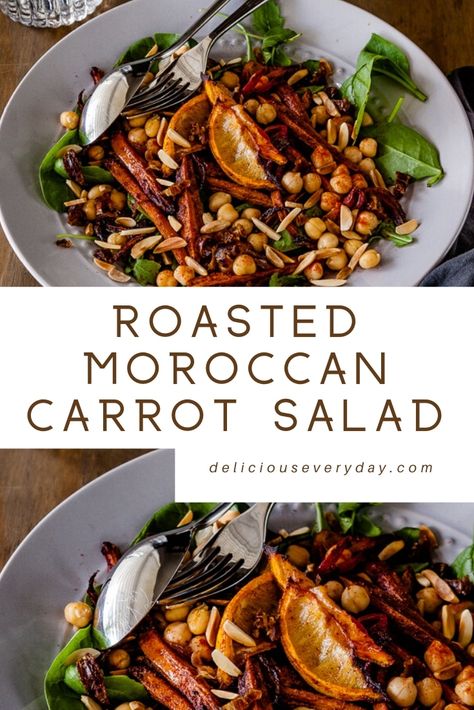 Maple Cider Vinaigrette, Salad Coleslaw, Moroccan Carrot, Roasted Carrot Salad, Moroccan Carrot Salad, Salad With Chickpeas, Moroccan Carrots, Yummy Salads, Chickpea Salad Recipes