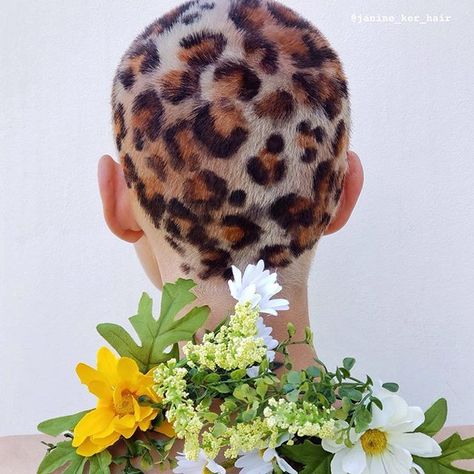 the opposite of what i was, mademoiselleclipon: Janine Ker Shaved Head Designs, Cheetah Hair, Dyed Hair Men, Buzzed Hair, Shaved Hair Designs, Leopard Print Hair, Dip Dye Hair, Leopard Hair, Punk Hair