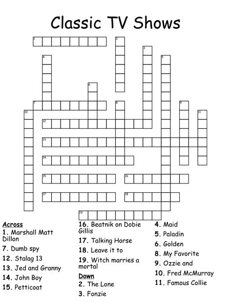 Crossword with 19 clues. Print, save as a PDF or Word Doc. Customize with your own questions, images, and more. Choose from 500,000+ puzzles. 60s Sitcoms, Classic Tv Shows, 60s Tv Shows, Tv Dads, 60s Tv, 1970s Tv Shows, John Boy, Crossword Puzzles, New Puzzle