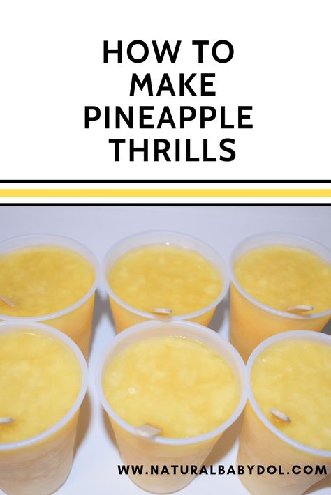 HOW TO MAKE PINEAPPLE THRILLS - Naturalbabydol Thrill Popsicle Recipe, Dole Pineapple Juice, Ice Pop Recipes, Summertime Snacks, Dole Pineapple, Hawaiian Bbq, Freeze Pops, Plant Based Snacks, Ice Cup