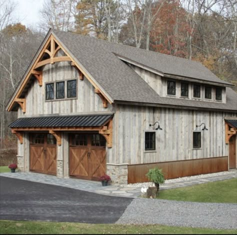 Workshop Exterior Design, Workshop Ideas Buildings, Garage Design Exterior, Barn Ideas Buildings, Work Shop Design, Post And Beam Garage, Barn Exterior Ideas, Garage Facade, Barn Garage Ideas