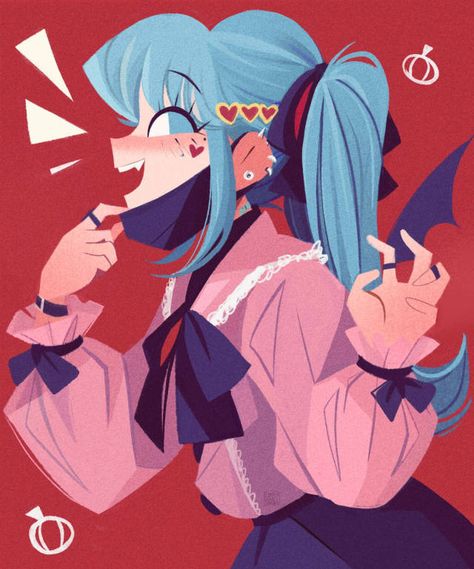 Vampire Miku, Brazilian Twist, Vocaloid Fanart, Miku Hatsune Chibi, Miku Hatsune Vocaloid, Vocaloid Funny, Turquoise Hair, Miku Hatsune, Art Style Inspiration