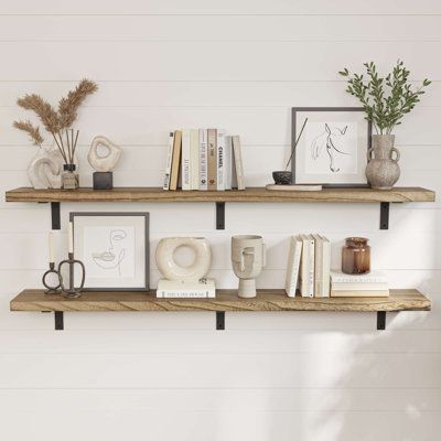 Elevate your home decor with our expansive 72-inch floating shelf. Perfect for the living room, kitchen, bedroom, bathroom, laundry room, pantry, and even the garage, this versatile wood floating shelf offers ample space for books, art, and decorative items. Designed to blend seamlessly with any decor style, it serves as both a functional storage solution and a beautiful focal point in any room of your home. Experience the perfect combination of elegance and practicality with this multifunctiona Long Floating Shelves Living Room, Living Room Book Shelf, Shelf For Wall, Floating Storage, Floating Shelf Wall, Wall Shelves Living Room, Long Floating Shelves, Shelves For Living Room, Ceiling Shelves