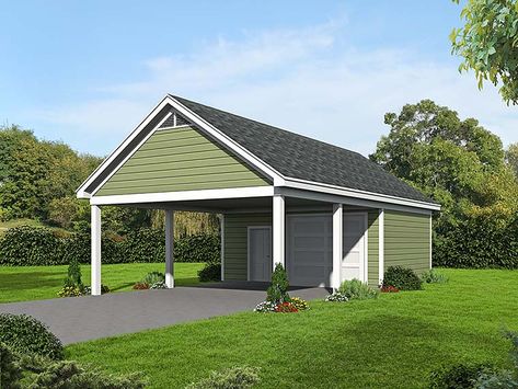 2 Car Garage Plan 51536 Elevation Garage Extension, Carport With Storage, 2 Car Garage Plans, 2 Car Carport, Carport Plans, Pergola Carport, Double Carport, Carport Garage, Carport Designs