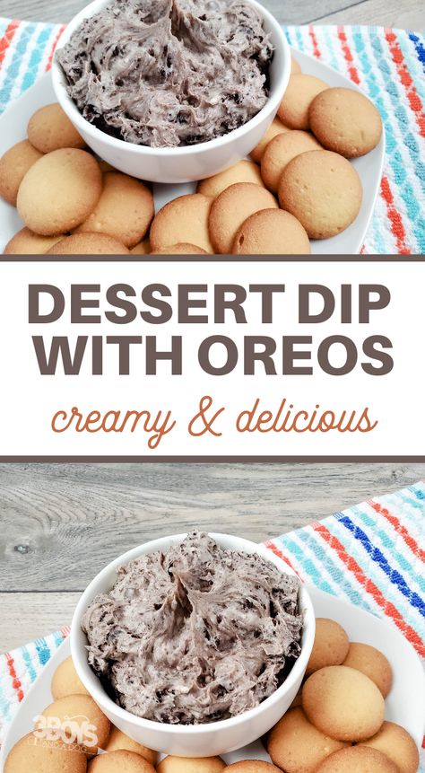 This Cookies and Cream Dip Recipe is about to become your new favorite dessert dip obsession. If you're a fan of dessert dips with cream cheese, this simple Oreo cookie dip recipe is the best. #dessertdip #oreodessert #cookiedessert #3boysandadog Cookies And Cream Dip, Dips With Cream Cheese, Cookies And Cream Dessert, Oreo Fluff Dessert, Oreo Dessert Easy, Cookie Dip, Chocolate Pudding Desserts, Dessert Dip Recipes, Cool Whip Desserts