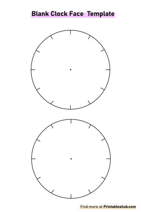 Are you tired of repeatedly drawing clock outlines for teaching or learning time concepts? Presenting you a FREE printable blank clock faces template in PDF format. It offers two types of sheets: Sheet 1 has blank clock faces without numbers to customize the numbering as per your needs. Sheet 2 has blank clock faces already numbered to practice drawing clock hands and telling time. These templates can be easily downloaded and printed for classroom or home use. #blankclocktemplatefreeprintable Blank Clock Faces Free Printable, Clock Template Free Printable, Clock Faces Printable Free Templates, Clock Outline, Blank Clock Faces, Drawing Clock, Blank Clock, Clock Worksheets, Clock Face Printable