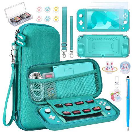 Amazon.com: Switch Lite Case - innoAura 15 in 1 Switch Lite Accessories Bundle with Carrying Case, Switch Game Case, Switch Lite Screen Protector, Switch Stand, Switch Thumb Grips (Turquoise) : Everything Else Switch Thumb Grips, Switch Lite Accessories, Switch Stand, Switch Lite Case, Turquoise Accessories, Nintendo Switch Accessories, Switch Lite, Video Games Pc, Recycling Bins