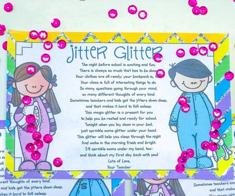 Jitter Glitter Kindergarten, Jitter Glitter, Night Before School, So Many Questions, Meet The Teacher, Team Gifts, Special Day, Fun Things To Do, Art Projects