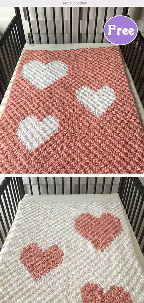 Hearts Blanket Free Crochet Pattern Heart Blanket Crochet Pattern, Heart Blanket Pattern, Crochet Heart Blanket, Crochet C2c Pattern, C2c Crochet Pattern Free, Free Baby Blanket Patterns, C2c Crochet Blanket, Heart Blanket, Beginner Knitting