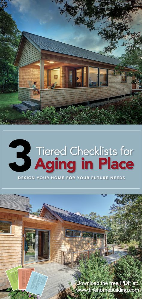 Incorporate as many of these design considerations as possible to build a home that is accessible and comfortable for people of all ages and abilities - Fine Homebuilding Accessible Homes Design, Aging In Place Home Design, Age In Place Home Plans, Aging In Place House Plans, Universal Design Architecture, Elderly Home Design, Accessible House Plans, Accessible House, Witchy Cottage