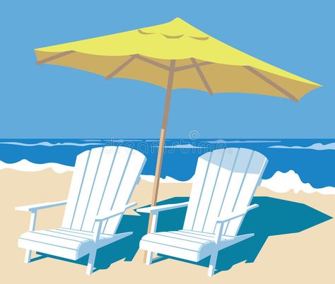 Beach Vector, Chair Drawing, Beach Illustration, Summer Illustration, Chair Makeover, Beach Chair, E Card, Painted Rock, Childrens Illustrations