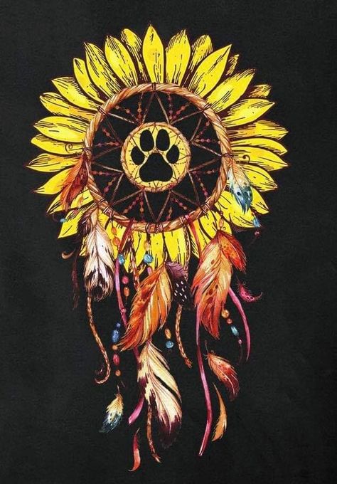 Sunflower Dreamcatcher Tattoo, Boo Tattoo, Sunflower Mandala Tattoo, Sunflowers Tattoo, Native American Tattoo Designs, 2024 Tattoo, Yellow Wallpapers, Sunny Flowers, Ladybug Rocks