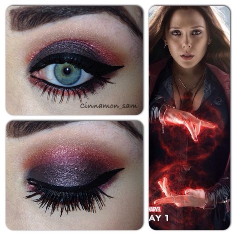 My latest Avenger themed makeup. Based on Wanda Maximoff aka The Scarlet Witch Wanda Maximoff Makeup, Emo Wanda Maximoff, Emo Wanda, Superhero Makeup, Diy Fantasia, Scarlet Witch Costume, Themed Makeup, Scarlet Witch Cosplay, The Scarlet Witch