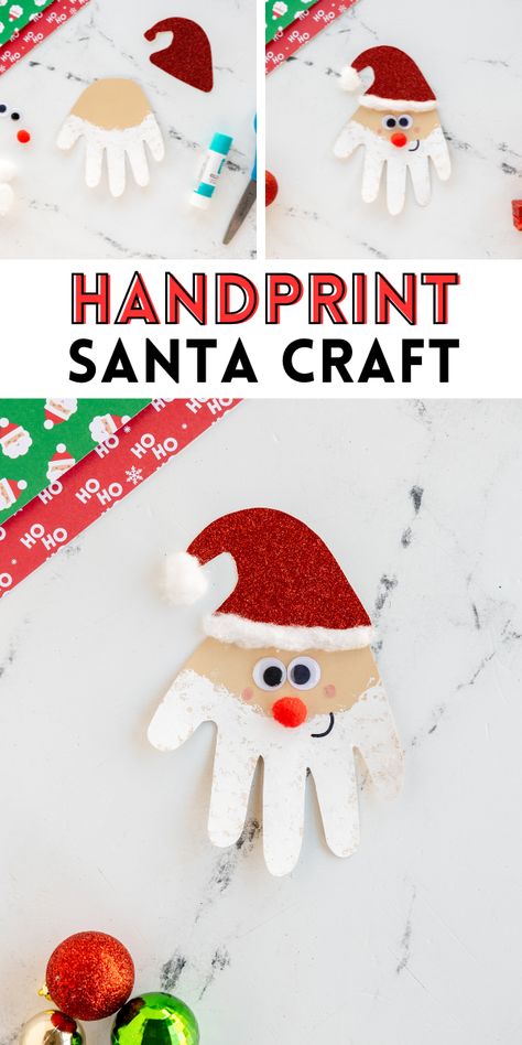 Santa Kids Crafts, Handprint Santa, Santa Handprint, Santa Craft, Christmas Handprint Crafts, A Simple Christmas, Santa Crafts, Christmas Crafts For Kids To Make, Christmas Kindergarten