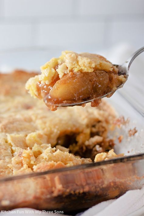 When you need a quick and easy shortcut dessert that tastes good enough to serve for company, make this Caramel Apple Dump Cake. Simple ingredients like apple pie filling, cinnamon, nutmeg, cake mix, and butter come together to make one amazing dessert! #dumpcake #apples #applepie #appledessert #caramel #caramelapple Apple Dump Cake Recipe, Easy Dump Cake Recipe, Apple Dump Cake, Apple Cobbler Recipe, Caramel Apple Dump Cake, Caramel Apples Easy, Canned Apple Pie Filling, Easy Caramel, Apple Dump Cakes