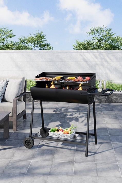 Garden Sanctuary, Rooftop Design, Barbecue Tools, Grill Set, Charcoal Bbq, Clean Cooking, Bbq Smokers, Patio Heater, Charcoal Grill