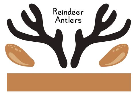 Reindeer Headband Template, How To Make Reindeer Antlers, Antler Template, Deer Outline, Deer Antlers Headband, Frozen Printables, Crown Printable, Reindeer Ears, Antler Headband