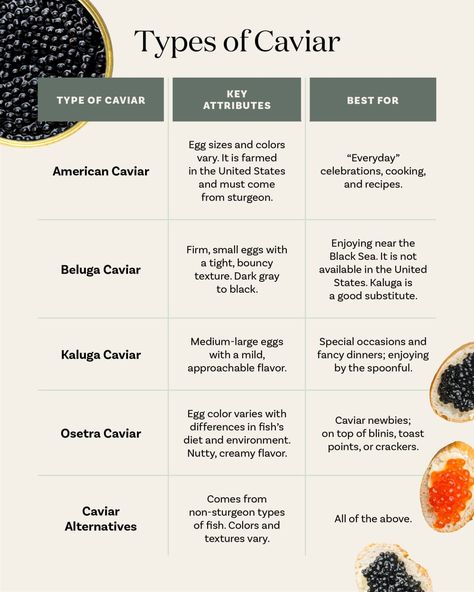 Caviar Pairings, Slow Cooker Low Calorie, Caviar Aesthetic, Caviar Tasting, Types Of Oysters, Caviar Appetizers, Types Of Caviar, Osetra Caviar, Roy Choi