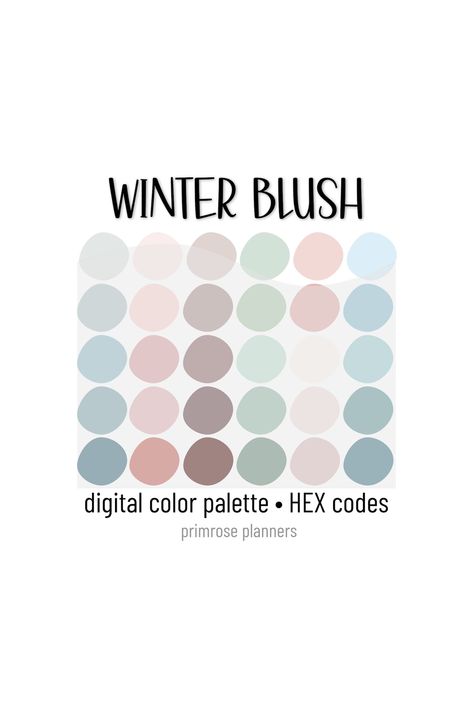 Winter Pastel Palette, Winter Pallet Color, Goodnotes Palette Pastel, Canva Color Palette Codes Winter, Soft Winter Color Palette, Soft Pink Color Palette Hex Code, Color Palette Winter, Winter Colour Palette, Aesthetic Color Palettes