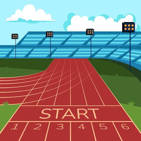 Free vector hand drawn race starting lin... | Free Vector #Freepik #freevector #start #flat-illustration #illustrations #ready Running Collage, Track Background, Running Illustration, Vbs 2024, Vbs Ideas, Running Race, Running Track, Starting Line, Painting Nature