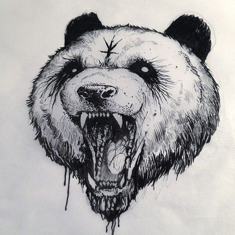 Panda Bear Tattoos, Badass Drawings, Panda Artwork, Angry Animals, Panda Tattoo, Realistic Tattoo Sleeve, Bear Tattoos, Joker Tattoo, Animal Illustration Art