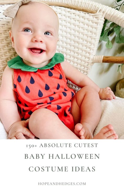 Cutest Baby Halloween Costume Ideas | Baby Strawberry Costume Infant And Family Halloween Costumes, Diy Baby Costumes Girl, Cute Baby Halloween Costumes Girl, Newborn Girl Halloween Costumes, Newborn Girl Halloween, Baby Halloween Costume Ideas, Baby Animal Costumes, Diy Baby Costumes