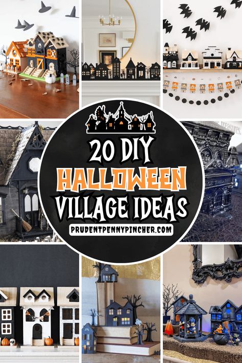 Create a spooktacular Halloween village with these ideas! Explore creative ways to build spooky haunted houses, eerie graveyards, and miniature trees that will captivate your guests. These Halloween village display ideas offer unique ways to showcase your Halloween decor, from intricate figurines to dramatic backdrops. Click through for inspiration on creating a hauntingly beautiful Halloween village that will bring a magical, spooky charm to your home! Diy Halloween Village Accessories, Diy Village Display Ideas, Mini Haunted House Diy, Halloween Village Display Ideas, Halloween Shops, Diy Halloween Village, Halloween Haunted House Diy, Halloween Villages, Spooky Town Village