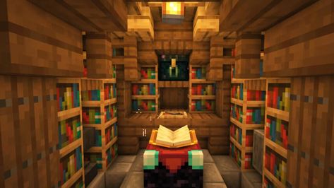 Minecraft: How to Setup an Enchanting Table | The Nerd Stash Enchanting Library Minecraft Ideas, Enchanting Table Room Minecraft Design, Minecraft Library Ideas Interior, Minecraft Enchanting Setup, Enchanting Room Minecraft Ideas, Enchantment Table Ideas Minecraft, Enchant Room Minecraft, Library Room Minecraft, Enchanting Setup Minecraft